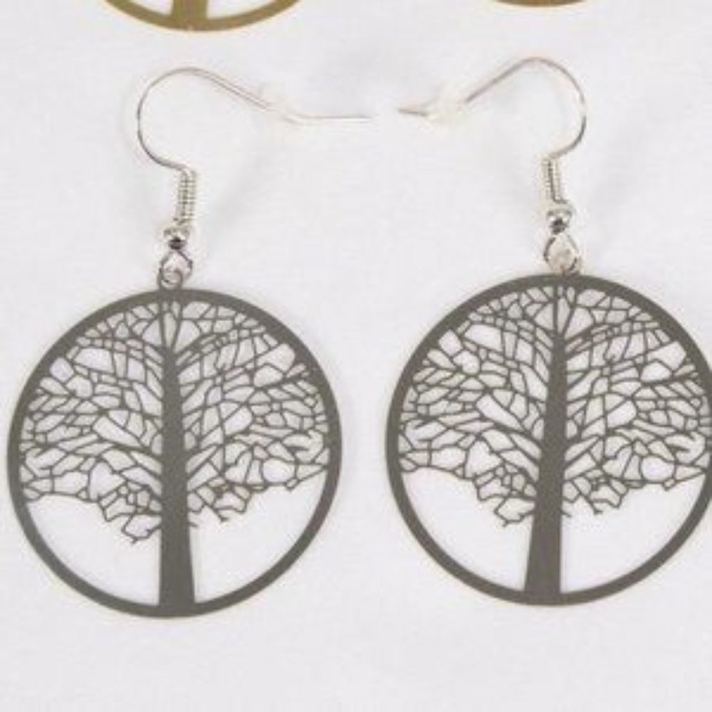 Laser Cut Tree of Life earrings - Picture 2 of 7